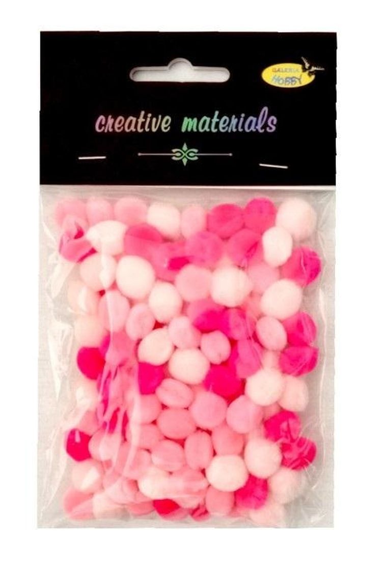 Galeria Hobby, pompony akrylowe, różowe, 10 mm, 100 szt.