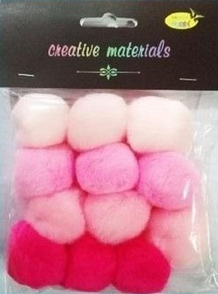 Galeria Hobby, pompony akrylowe, różowe 40 mm, 12 szt.