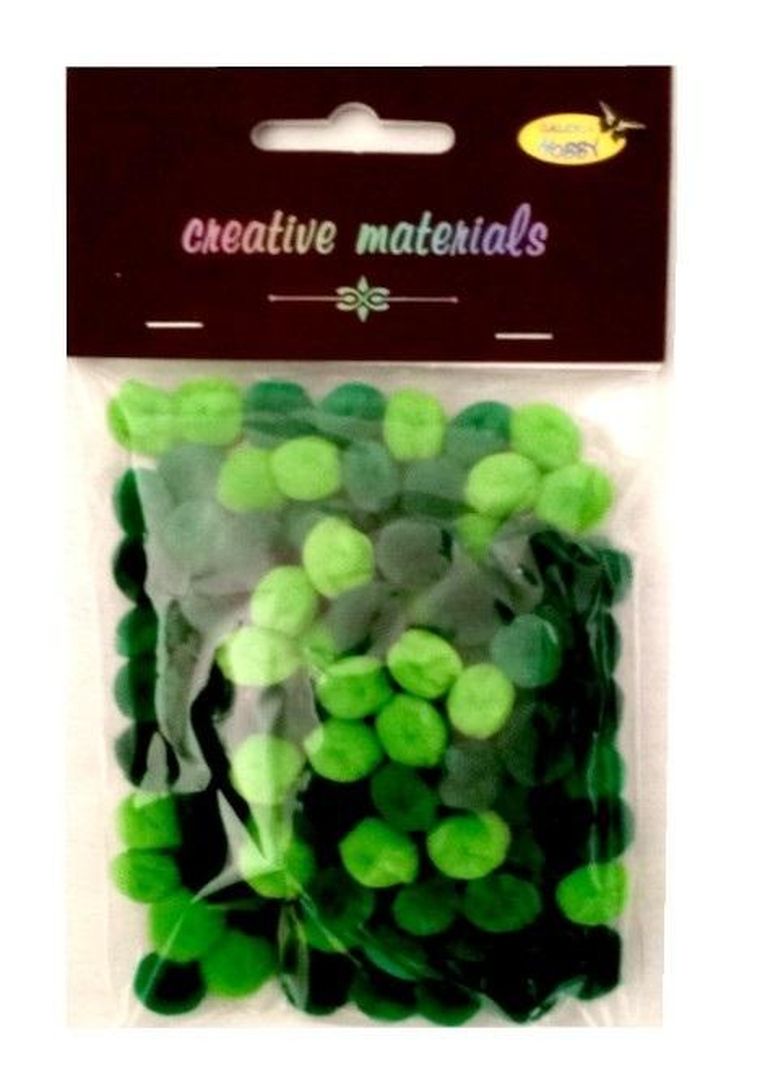 Galeria Hobby, pompony akrylowe, zielone, 10 mm, 100 szt.