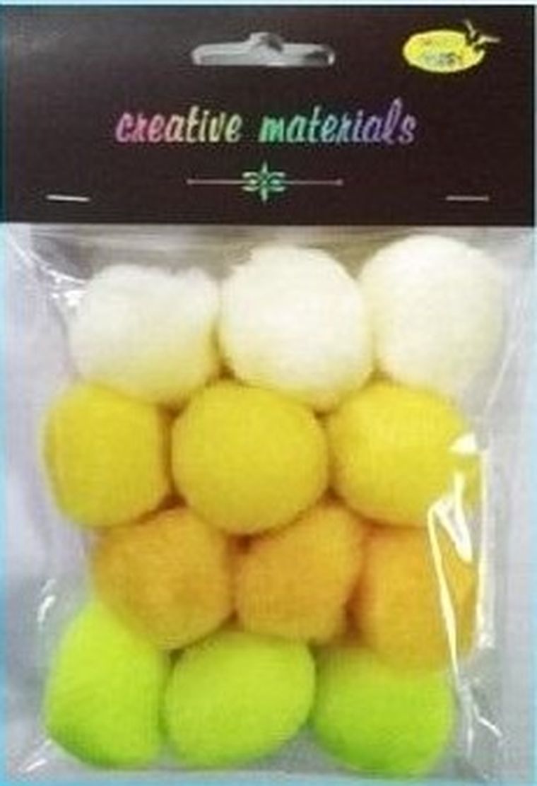 Galeria Hobby, pompony akrylowe, żółte, 40 mm, 12 szt.