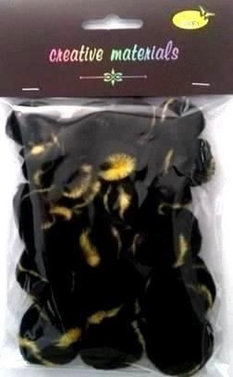 Galeria Hobby, pompony dwukolorowe, czarno-żółte, 25-40 mm, 21 szt.