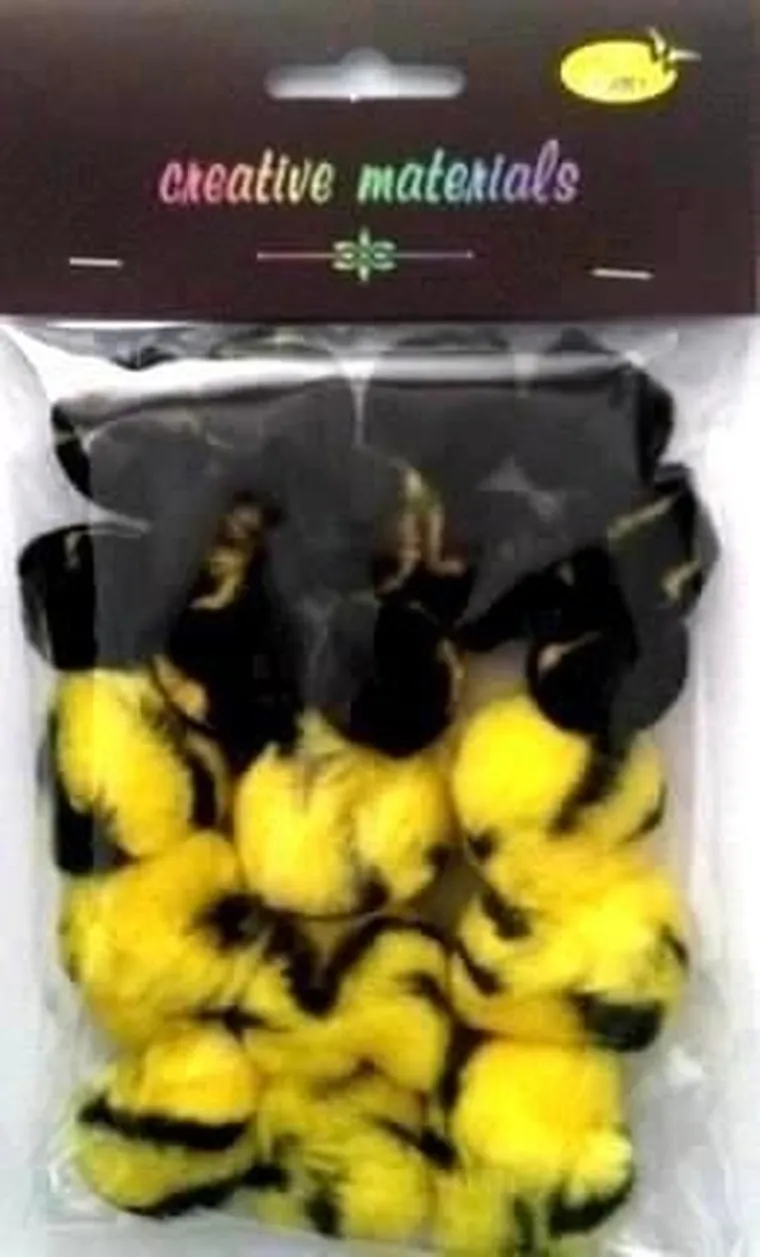 Galeria Hobby, pompony dwukolorowe, żółto-czarne, 25-40 mm, 21 szt.