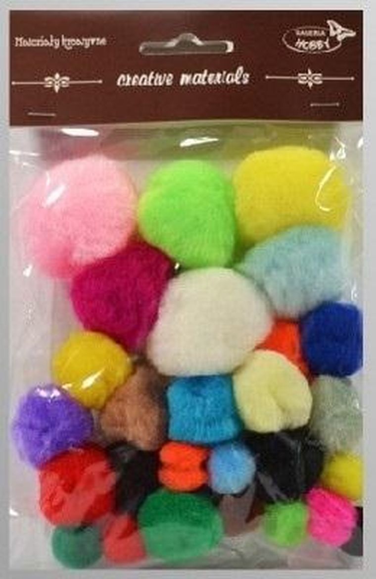 Galeria Hobby, pompony kolorowe, 15-40 mm, 30 szt.