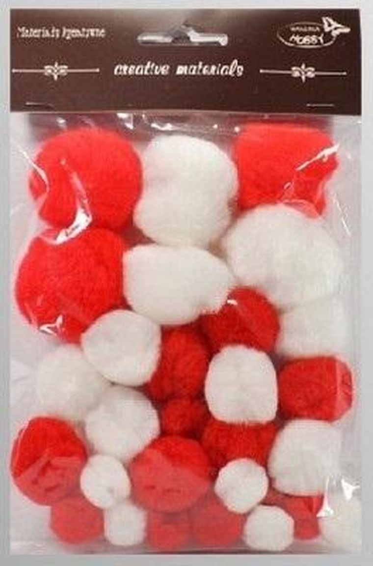 Galeria Hobby, pompony tonacyjne, biało-czerwone, 15-40 mm, 30 szt.