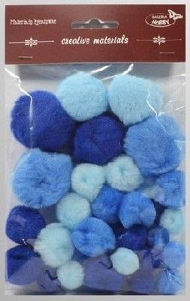 Galeria Hobby, pompony tonacyjne, niebieskie, 15-40 mm, 30 szt.