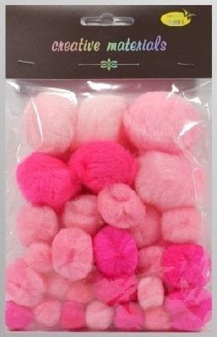 Galeria Hobby, pompony tonacyjne różowe, 15-40 mm, 30 szt.