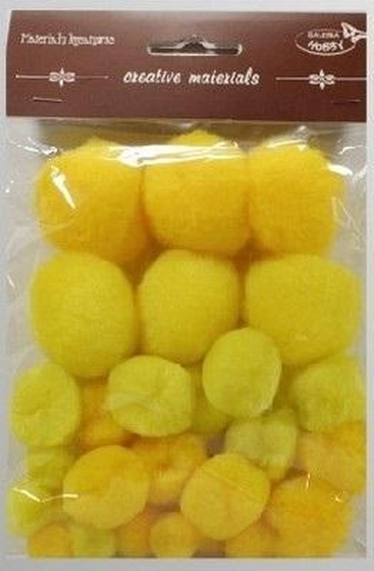 Galeria Hobby, pompony tonacyjne, żółte, 15-40 mm, 30 szt.