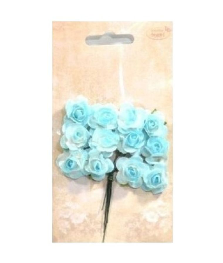 Galeria Hobby, różyczki papierowe, niebiesko-białe, 12 szt.