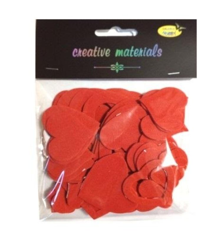 Galeria Hobby, serca czerwone z pianki, samoprzylepnej, 66 szt.