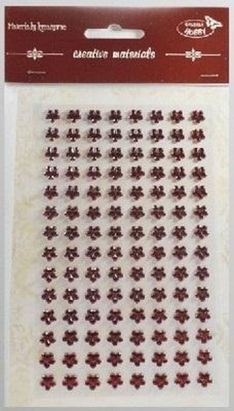 Galeria Hobby, stiker z kryształkami, kwiaty, bordowe, 8 mm, 112 szt.