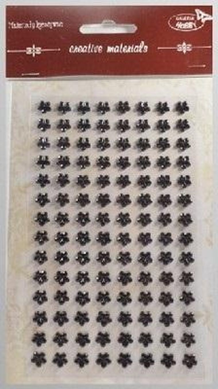 Galeria Hobby, stiker z kryształkami, kwiaty, czarne, 8 mm, 112 szt.