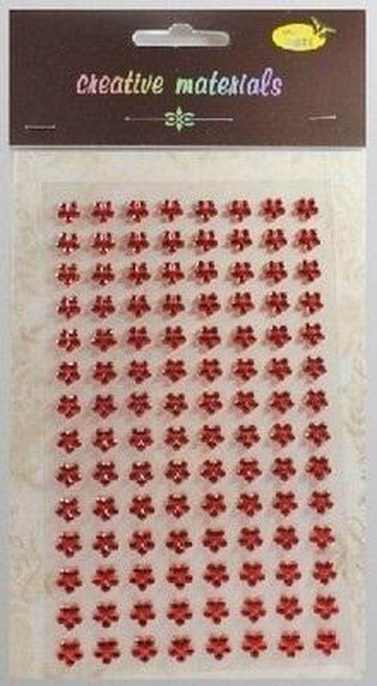 Galeria Hobby, stiker z kryształkami, kwiaty, czerwone, 8 mm, 112 szt.