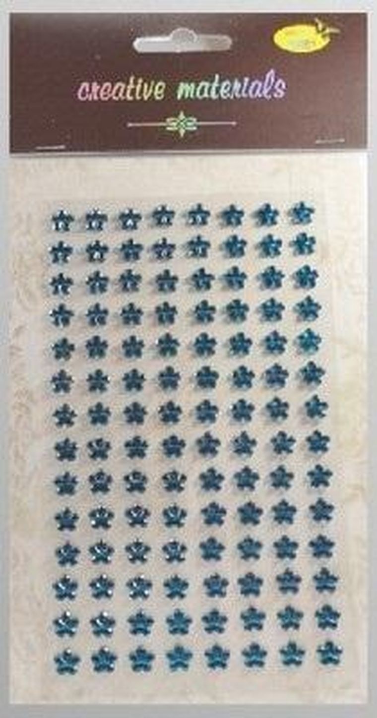 Galeria Hobby, stiker z kryształkami, kwiaty, turkusowe, 8 mm, 112 szt.