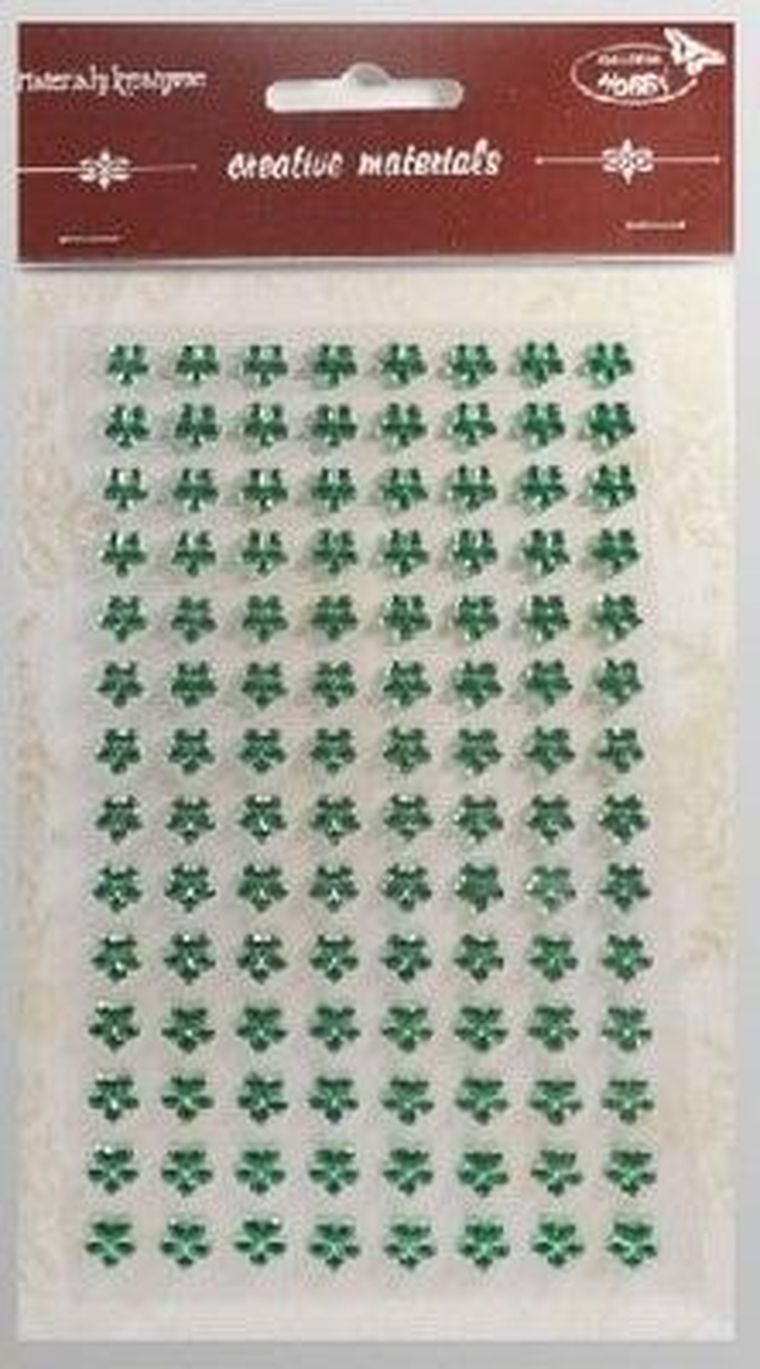 Galeria Hobby, stiker z kryształkami, kwiaty, zielone, 8 mm, 112 szt.