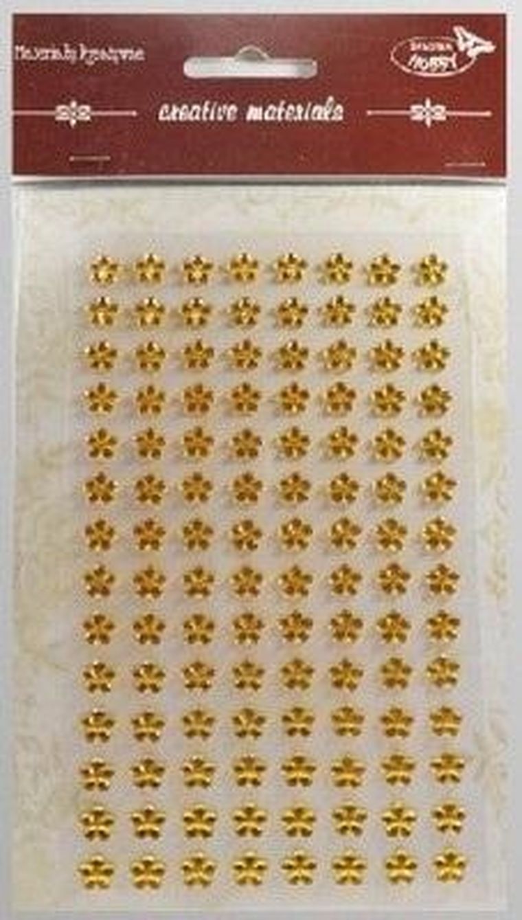 Galeria Hobby, stiker z kryształkami, kwiaty, złociste, 8 mm, 112 szt.