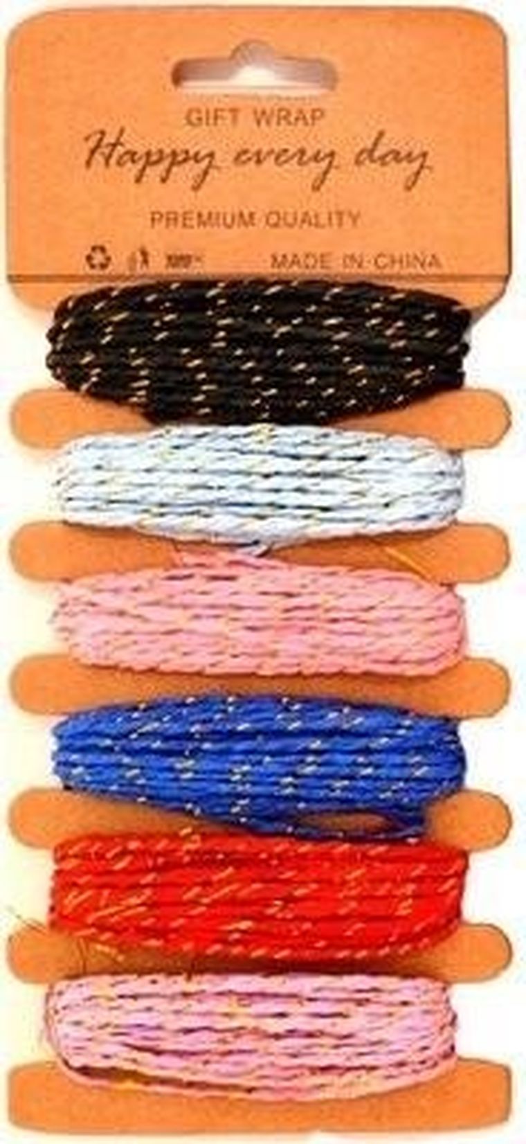 Galeria Hobby, sznurki papierowe ze złotą nitką, 6 kolorów