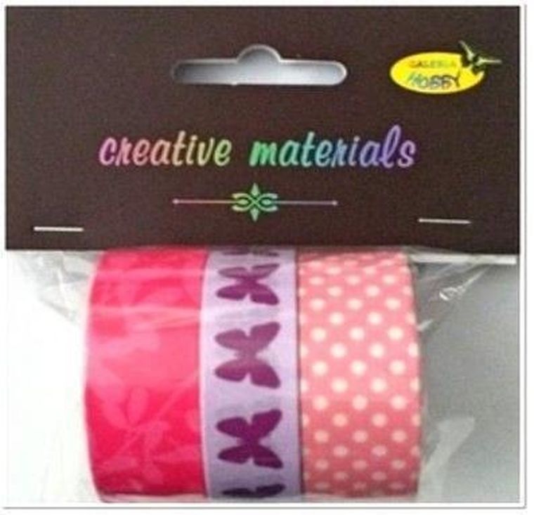 Galeria Hobby, taśmy samoprzylepne, różowe, 12-18 mm, 3 szt.