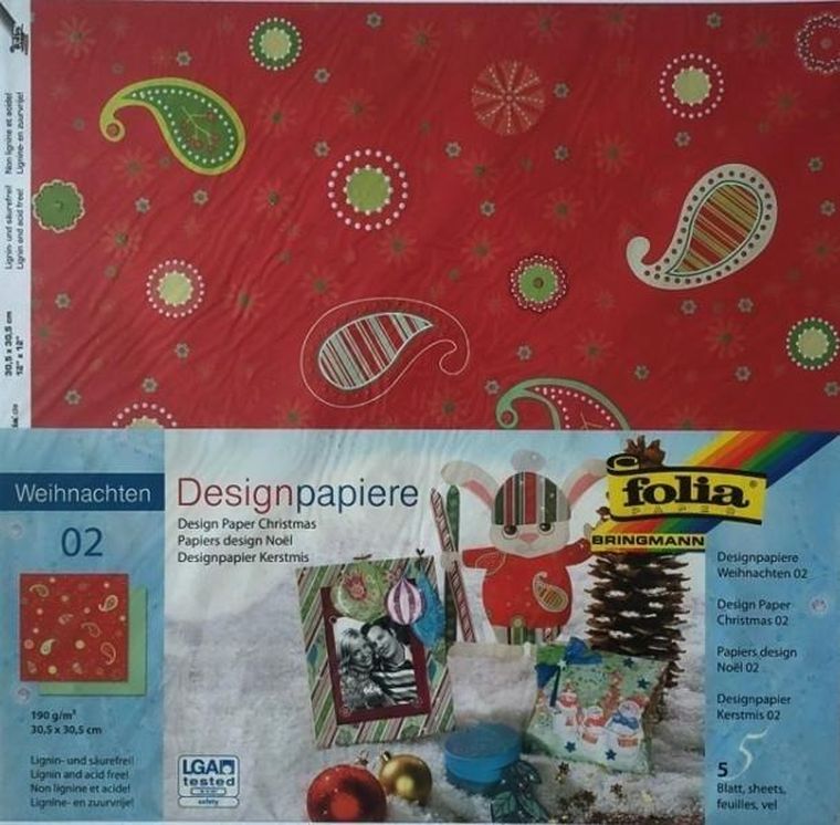 Galeria Hobby, zestaw papierów kolorowych, Boże Narodzenie, 190 g/m2, 30,5-30,5 cm, 5 arkuszy