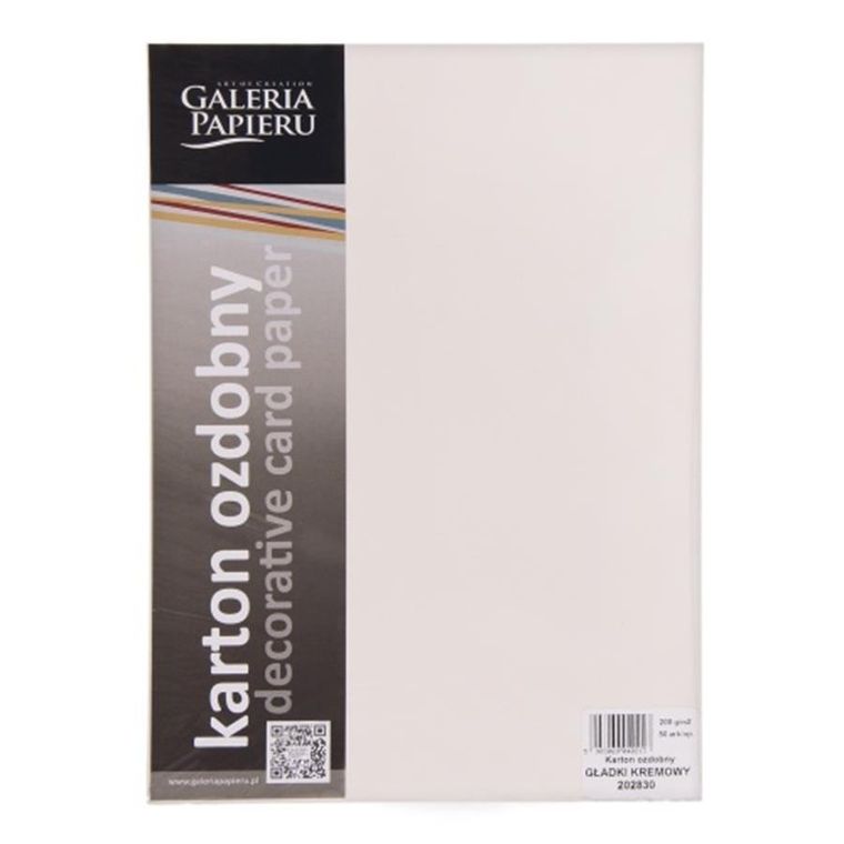 Galeria Papieru, karton ozdobny A4, kremowy gładki, 200g, 50 arkuszy