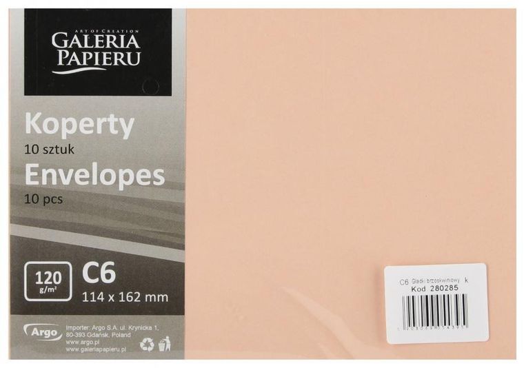 Galeria Papieru, koperta C6, brzoskwiniowa gładka, 10 szt.