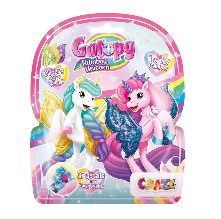 Galupy, Skrzydlate Jednorożce, brokatowa figurka z kryształkiem Swarovskiego, 1 szt.