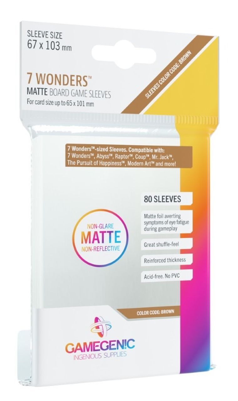 Gamegenic, Matte 7 Wonders Sleeves, 67-103 mm, koszulki na karty, 80 szt.