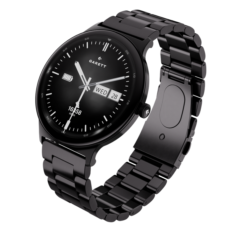 Garett, Quantum, smartwatch, stalowy, czarny