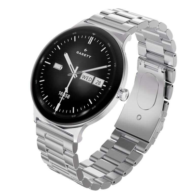 Garett, Quantum, smartwatch, stalowy, srebrny