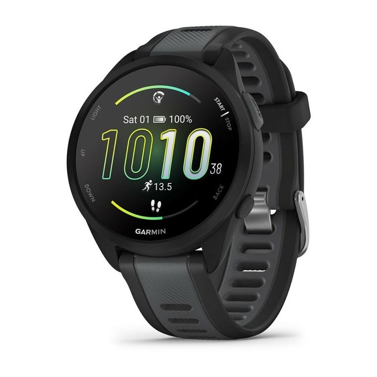 Garmin, Forerunner 165 Music, zegarek sportowy, amoled, 43 mm, czarno-szary