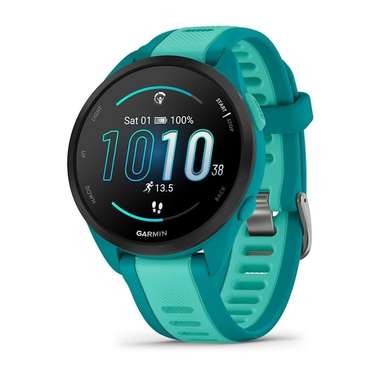 Garmin, Forerunner 165, zegarek sportowy, Music AMOLED, Turquoise Aqua, 43 mm