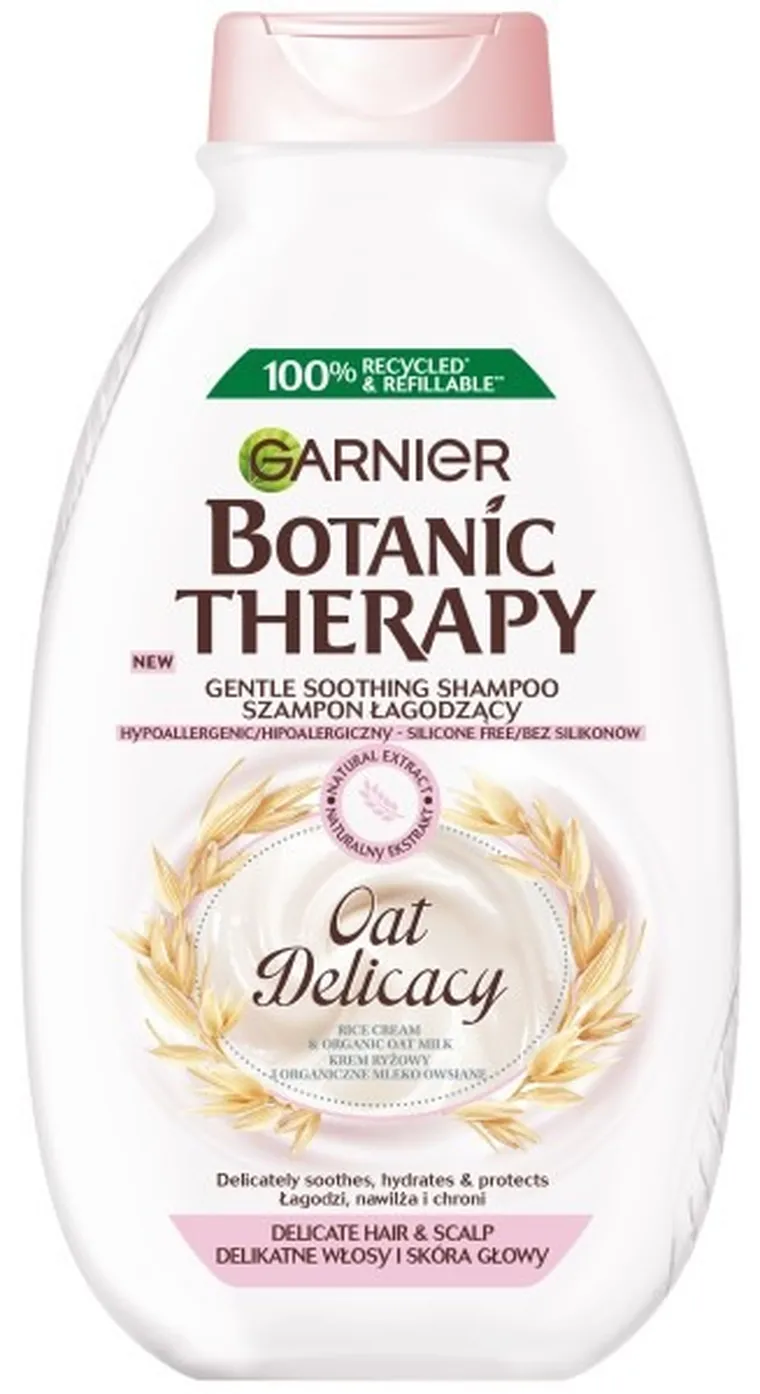 Garnier, Botanic Therapy, Oat Delicacy, szampon łagodzący do delikatnych włosów i skóry głowy, 400 ml