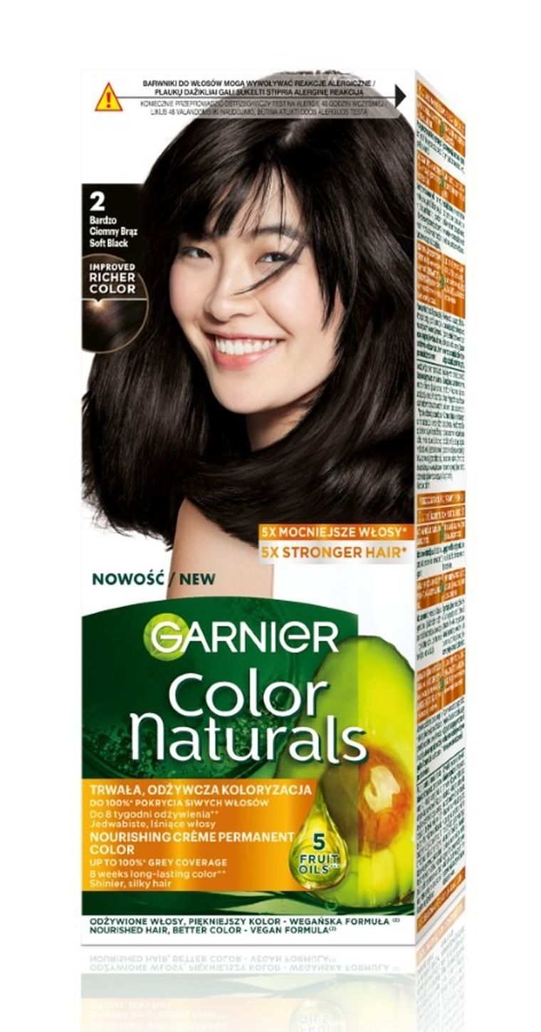 Garnier, Color Naturals Creme, krem koloryzujący do włosów, 2.0 Bardzo Ciemny Brąz
