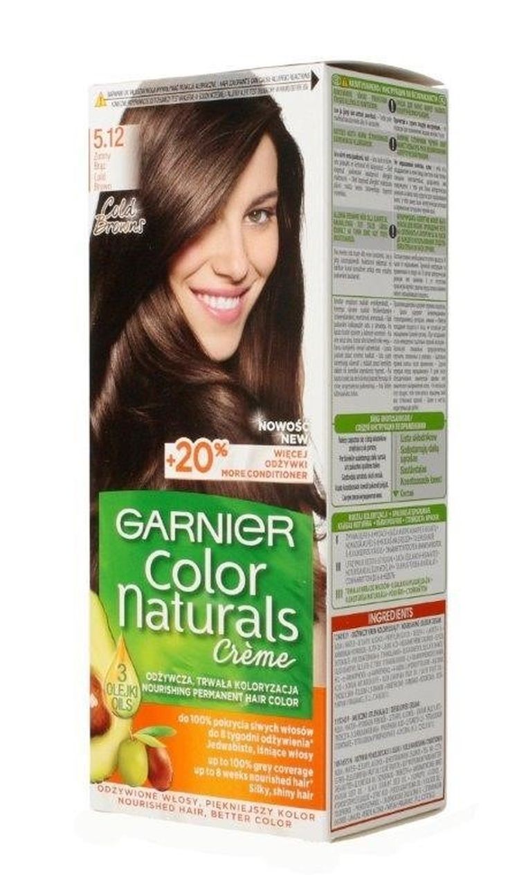 Garnier, Color Naturals, krem koloryzujący, nr 5.12 Zimny Brąz