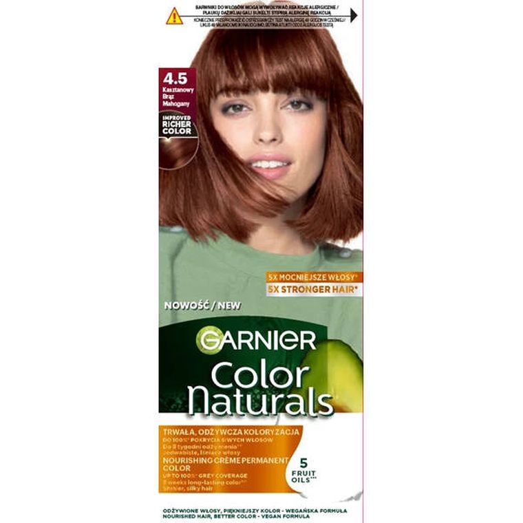Garnier, Color Naturals, odżywcza farba do włosów, 4.5 kasztanowy brąz