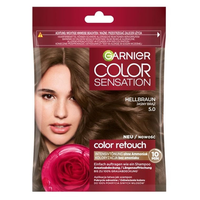Garnier, Color Sensation Color Retouch, szampon koloryzujący 5.0, jasny brąz