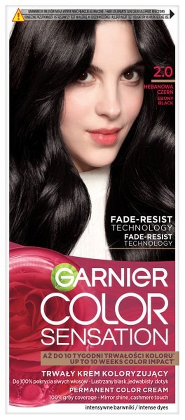 Garnier, Color Sensation, krem koloryzujący, nr 20 - hebanowa czerń