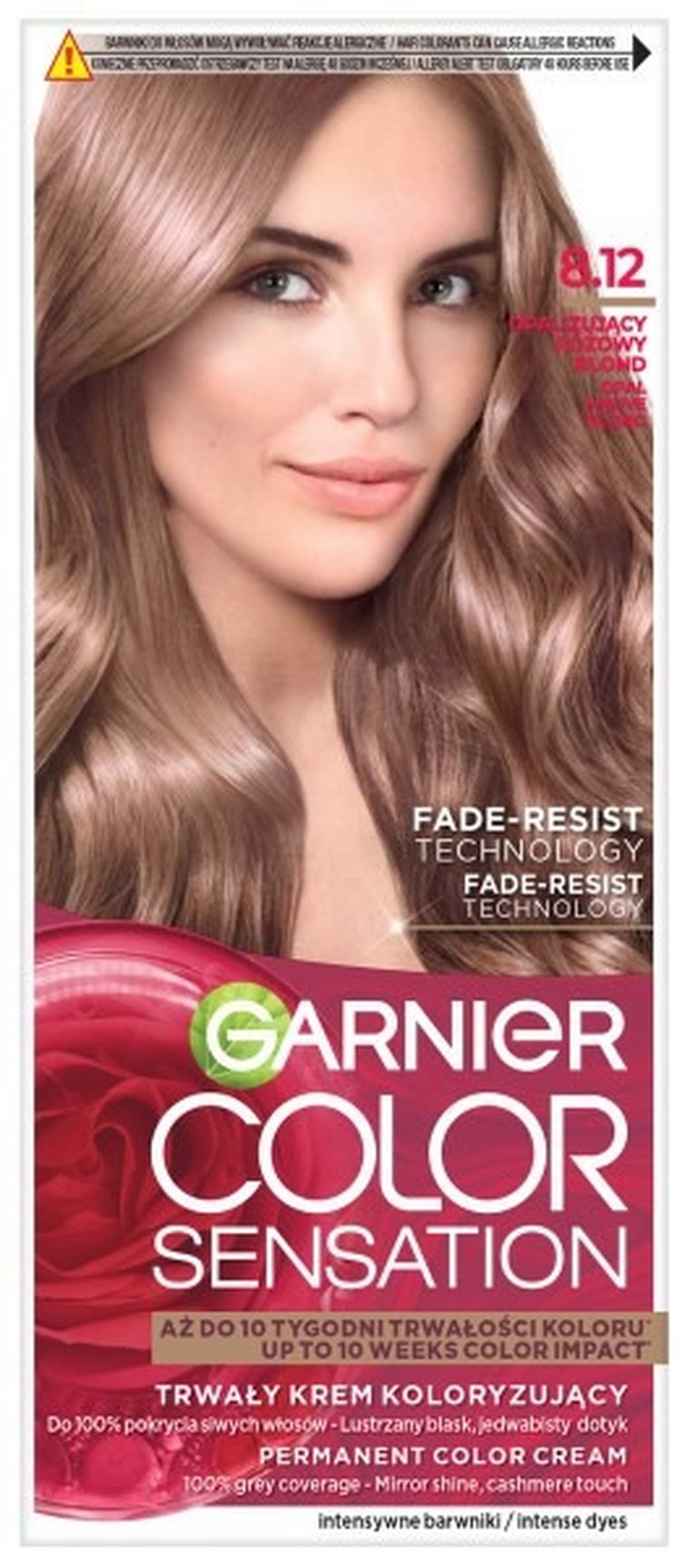 Garnier, Color Sensation, krem koloryzujący, nr 812 - opalizujący różowy blond
