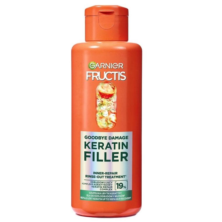 Garnier, Fructis Goodbye Damage Keratin Filler, odbudowująca kuracja do włosów do spłukiwania, 200 ml