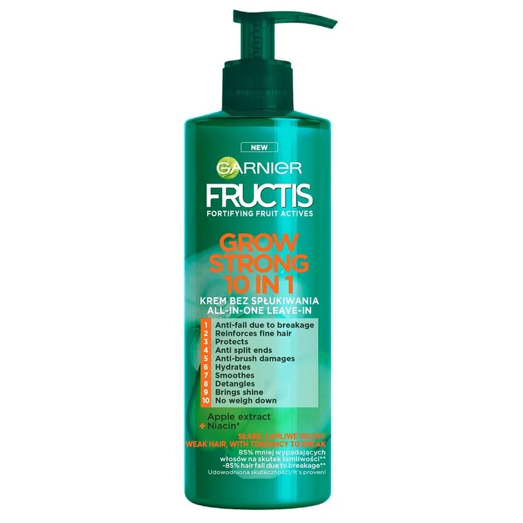 Garnier, Fructis Grow Strong, 10in1, krem bez spłukiwania do włosów, 400 ml
