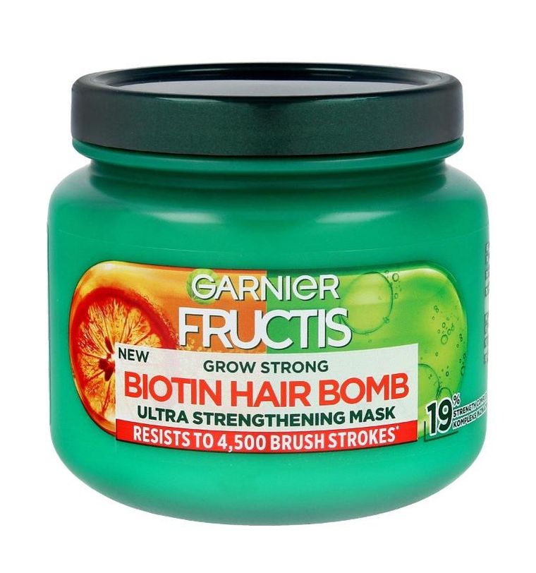 Garnier Fructis, Grow Strong, biotin hair bomb, wzmacniająca maska do włosów, 320 ml