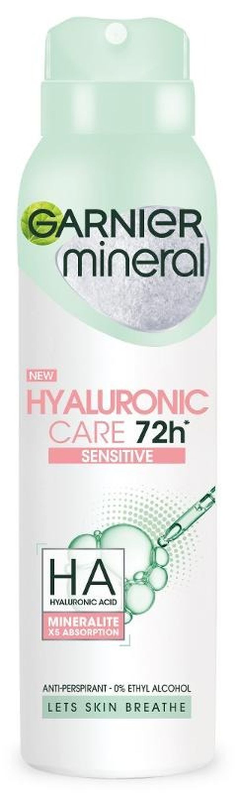 Garnier, Mineral, dezodorant w sprayu, 72h Hyaluronic Care Sensitive, 150 ml