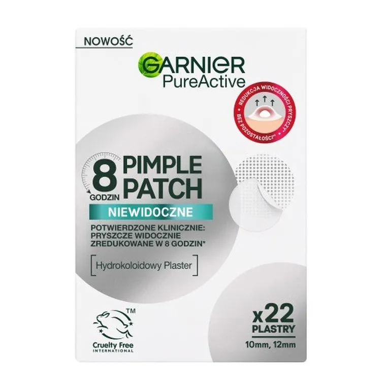 Garnier, Pure Active, niewidoczne hydrokoloidowe plastry na niedoskonałości, 22 szt.