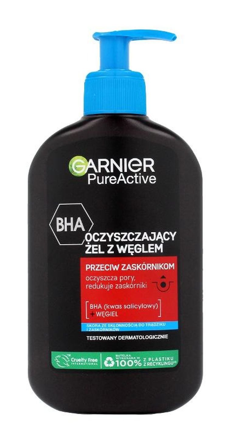 Garnier, Pure Active, oczyszczający żel z węglem przeciw zaskórnikom, 250 ml
