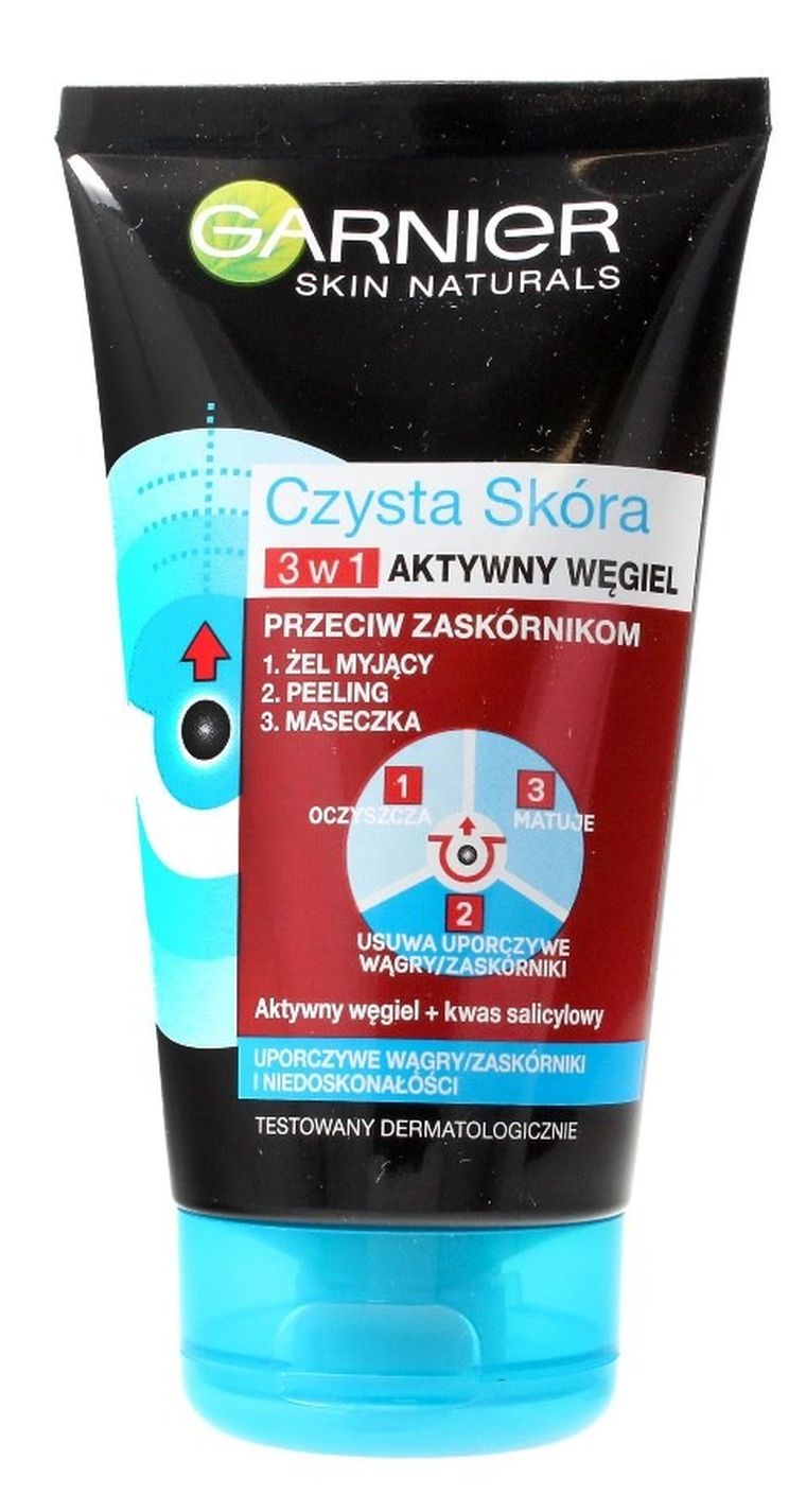 Garnier, Skin Naturals, Czysta Skóra, Aktywny Węgiel, żel 3w1, 150 ml