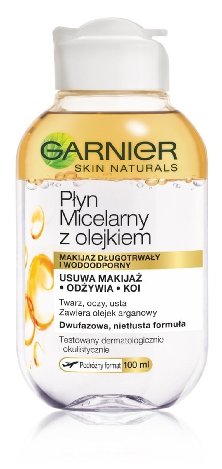 Garnier, Skin Naturals, dwufazowy płyn micelarny z olejkiem, 100 ml