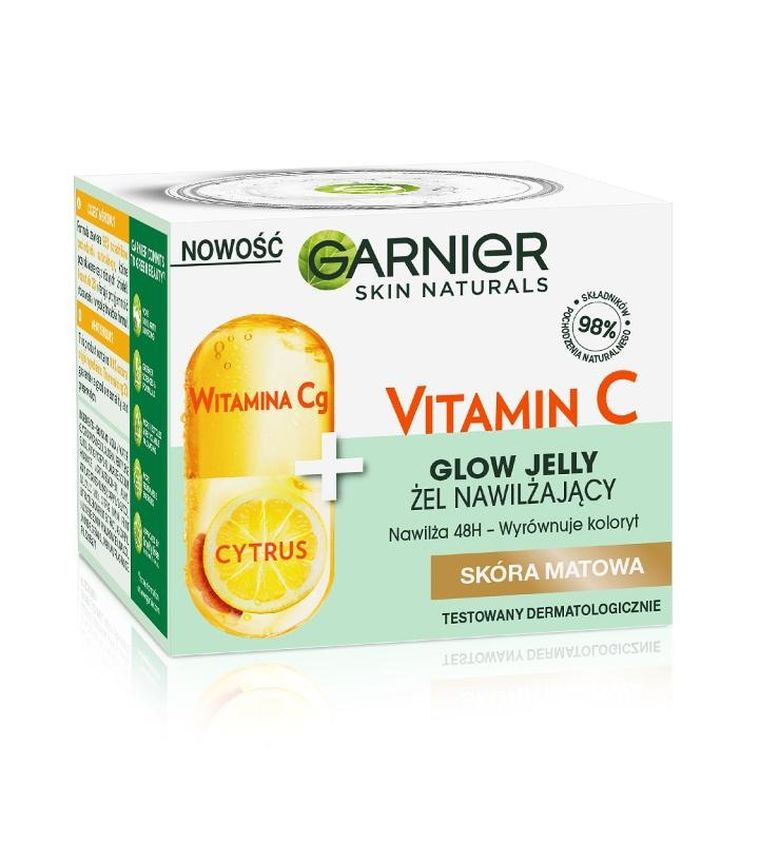 Garnier Skin Naturals, Vitamin C, żel nawilżający witamina Cg + cytrus, do skóry matowej, 50 ml