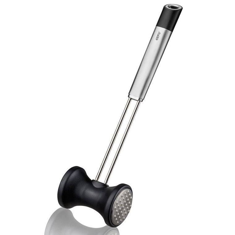 Gefu, dwustronny tłuczek do mięsa ze stali nierdzewnej, z ergonomiczną rączką