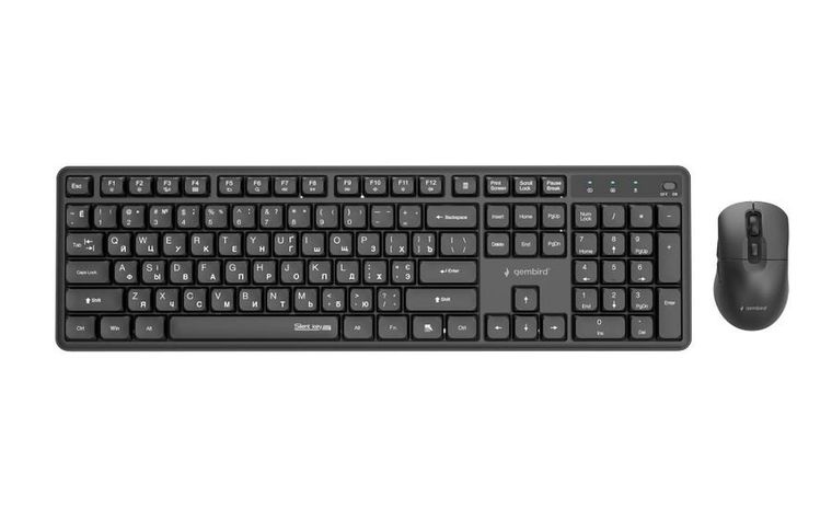Gembird, Silent Key Pro Business, zestaw bezprzewodowy, klawiatura i mysz, czarny, układ RU