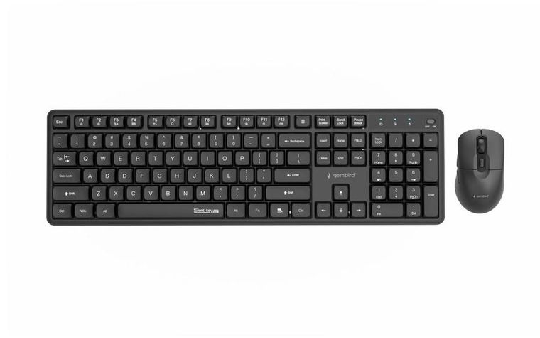 Gembird, Silent Key Pro Business, zestaw bezprzewodowy, klawiatura i mysz, czarny, układ US