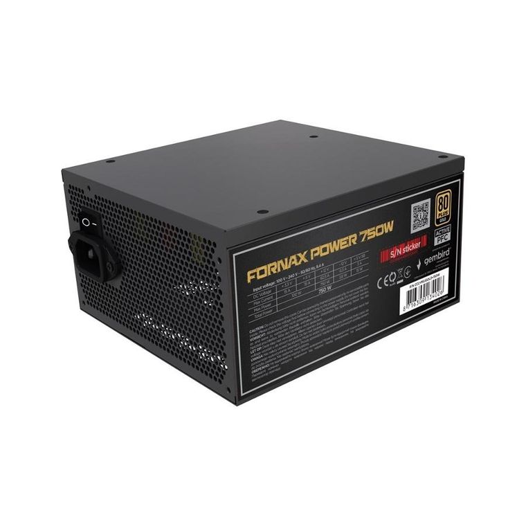 Gembird, zasilacz komputerowy, ATX 750W, aktywne PFC 12 cm, fan 80